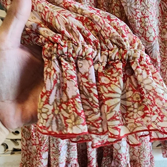 Free People Feeling Groovy Maxi Dress Red Combo M - Picture 12 of 15